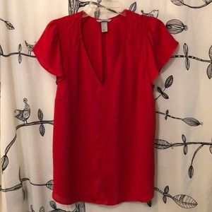 🦋 H&M Flutter-Sleeve V Neck Blouse 🦋